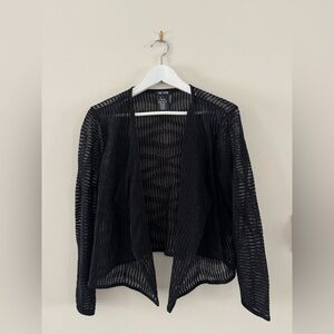 NIC+ZOE Black Sheer Striped Cardigan